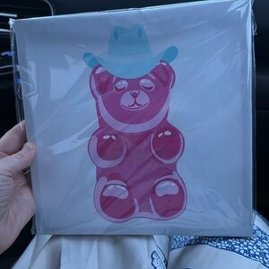 Pink gummy Bear with cowboy Hat Art Print